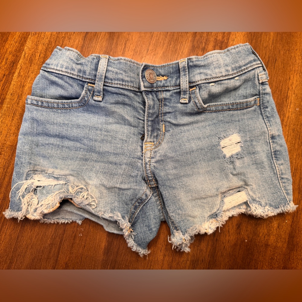 Abercrombie Kids Blue Jean Shorts Distressed Frayed